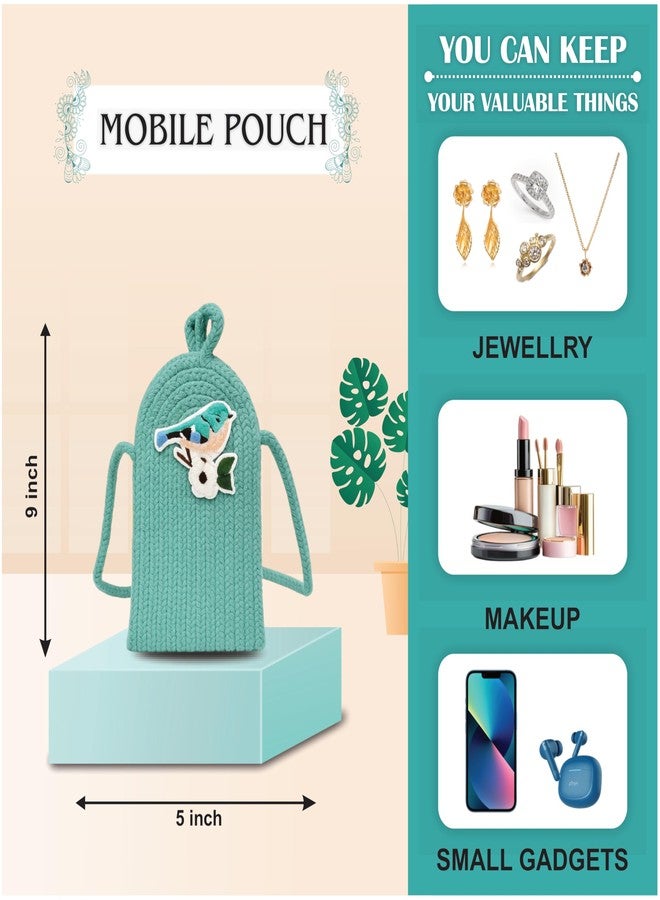 Ariya Women Mobile Sling Bag with Sticker (4082 | Sky Blue) Handcrafted PP & Cotton Blend Sling Bag, Perfect for Ladies & Girls, Lightweight Crossbody Bag for Daily Use, Casual, Travel & All Occasions - Image 3